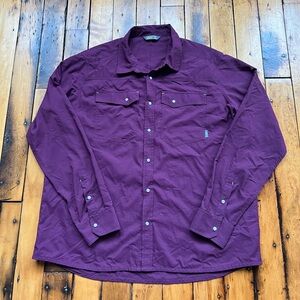 Stio Men’s 2XL/XXL Eddy Pearl Snap Long Sleeve Shirt Purple Outdoors Hiking